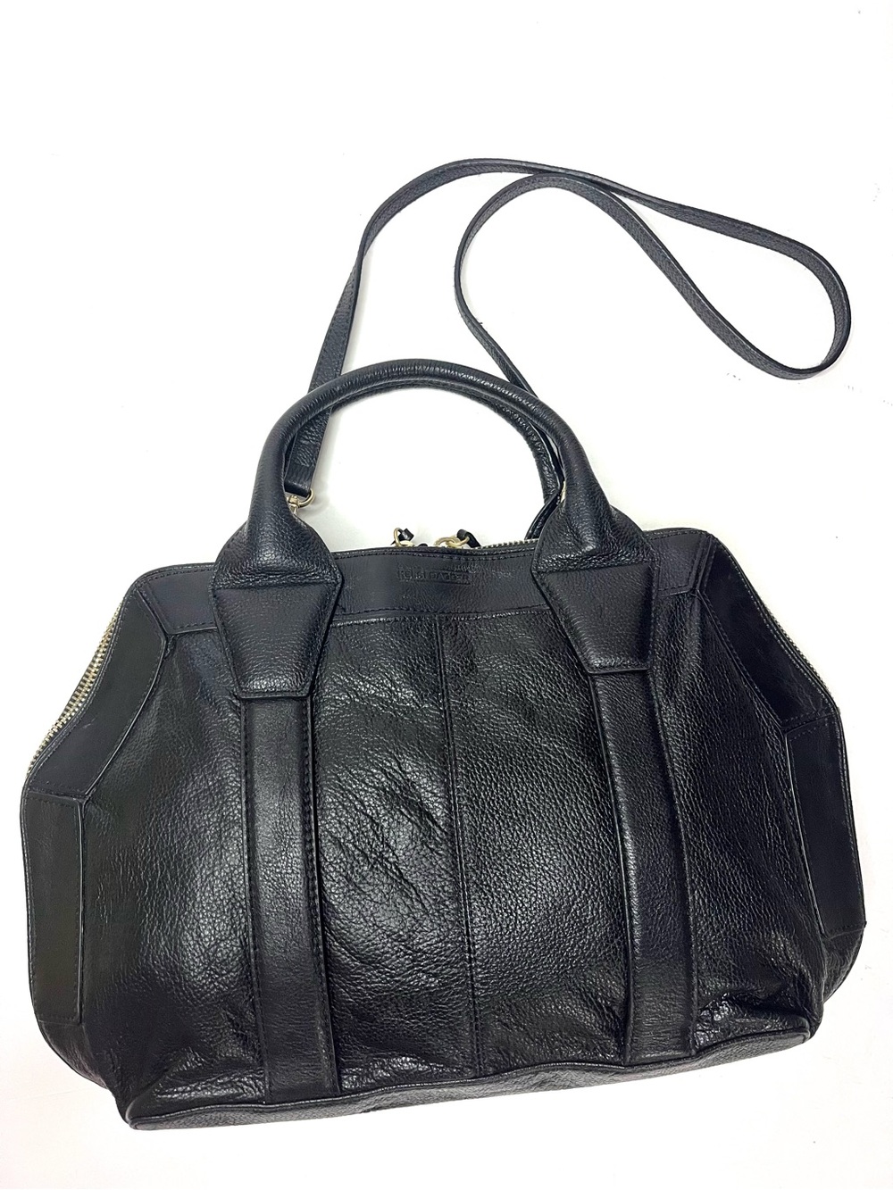 Kelsi Dagger Brooklyn Studded Black Pebbled Leather Satchel Crossbody - Picture 12 of 13